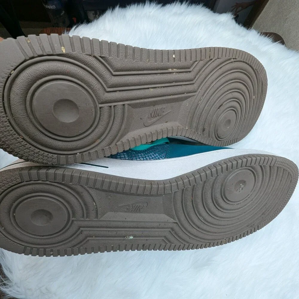 RARE SIZE 15 Nike Air Force 1 Snake Skin Men’s Sneakers Teal Color👟